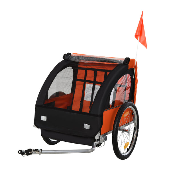 2-Seat Child Bike Trailer Bicycle Wagon for Kid W/ Seat Belt Hitch Coupler