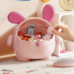 Cute Pink Poodle Dog Desktop Organizer Bin with Flip Lid