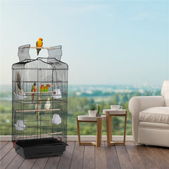 Costoffs Bird Cage Open Top Metal Birdcage with Tray, Feeders, Double-Door, 104.5cm Height