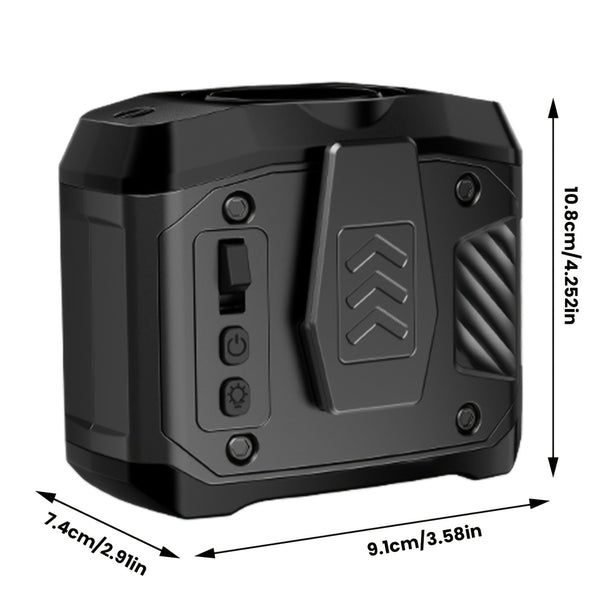Portable Waist Fan with 7W Brushless Turbo Dual Motor, 100-Speed Adjustable, 6000mAh Power Bank, Phone Charging Design, Desktop Stand, Lanyard, Flashlight & LED Display for Outdoor Camping Fishing Hiking
