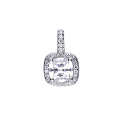 Diamonfire Sterling Silver Square Pave Set Cubic Zirconia Pendant
