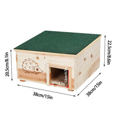 Wooden Hedgehog House: Hedgehog Hamster Habitat Shelter House Garden Nature Hibernation Feeding Box with Removable Roof