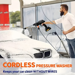 Portable Cordless Pressure Washer with 2 Batteries & 5.03meter Hose - Heavy-Duty 3000PSI 24V Battery- Power Washer Suitable for Car Wash, Driveway, Patio, Garden, Vehicle Washing - Cordless Jet Wash for Outdoor Use (No Outlet Needed)