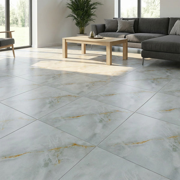 Marble Floor Tiles Self Adhesive, Vinyl Flooring Peel and Stick Floor Tiles Waterproof for Kitchen Living Room and Bathroom DIY Flooring 30x30cm 12pcs (1.08㎡)
