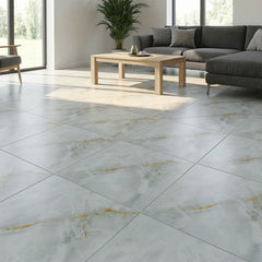 Marble Floor Tiles Self Adhesive, Vinyl Flooring Peel and Stick Floor Tiles Waterproof for Kitchen Living Room and Bathroom DIY Flooring 30x30cm 12pcs (1.08㎡)