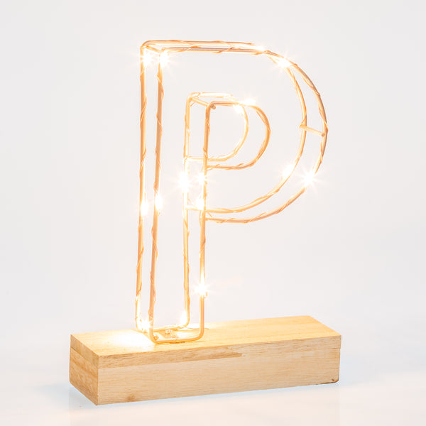 Light Up Letter | LED Alphabet Wire Frame Letter Lights | Rose Gold Copper Initials | Personalised Lighting | Battery Powered | For The Office Living Room Bedroom | Gift For Her
