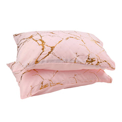 1set Pink High-end Bronzing Gilt Marble Bed Duvet Cover and Pillowcase Set, Soft and Comfortable Bedding Three-piece Set for All Seasons, 200*200cm / 220*230cm