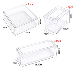 10pcs Transparent Sealed Moisture Proof Kitchen Refrigerator Storage Box Set, Household Stackable Fruit and Vegetable Preservation Box, Snack Storage Box, Saving Space
