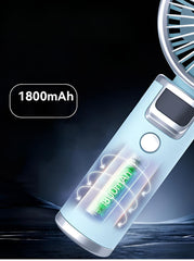 Rechargeable Handheld High-Speed Wind Turbine Fan, Outdoor Portable Small Fan, with Power and Gear Display, Long Press the Switch to Immediately Turn It Off.