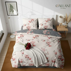 Printed Floral Duvet Sets 100% MicroFiber Super Soft Bedding Sets Button Closure With 2 Pillowcase Reversible Multicolored Duvet Covers Set
