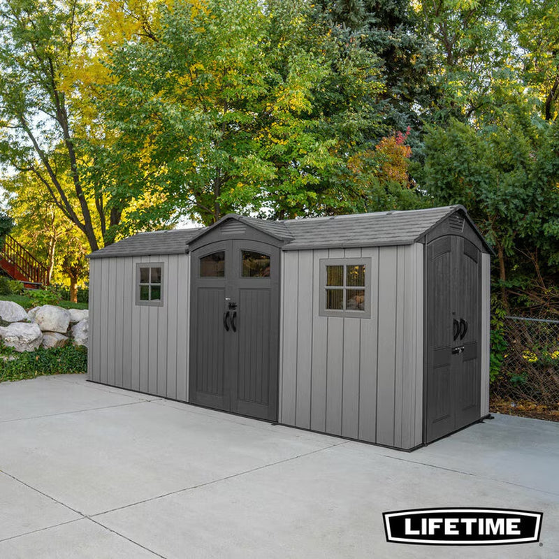 Lifetime 16.5Ft X 7Ft (4.9 X 2M) Dual Entry Outdoor Storage Shed - Model 60525