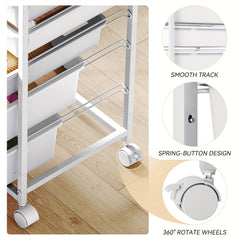 KINGRACK 5-Drawer Rolling Storage Cabinet with Lockable Casters & /Grey Drawers - Heavy-Duty Iron Frame, Space-Saving Mobile Organizer Cart, Compact 27-Inch Height, 3.2 Cu Ft Capacity, Stackable Design for Bedroom, Living Room, Home Office - Easy As