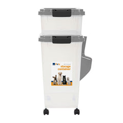 2pcs Pet Food Storage Set – BPA-Free Stackable 13L + 37.5L Dry Food Bins with Casters & Scoop | Moisture-Proof Dog & Cat Food Containers