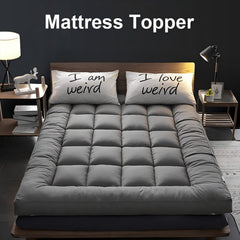 Extra Thick Grey Mattress Topper 4-Inch / 10cm Hotel Quality Deep Fitted Mattress Pad with Corner Elasticated Straps Quilted Box Stitch Breathable All-Season Comfort Single Double Small Double King Super King