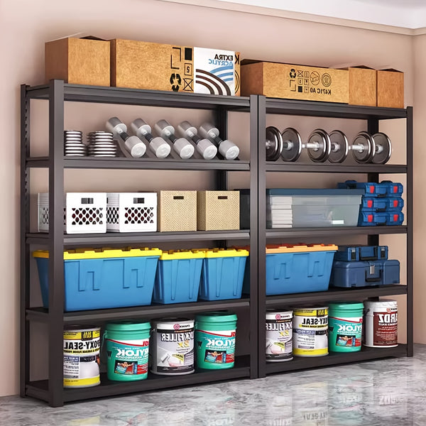 Heavy-Duty Shelving Unit Capable of Holding 1360.78 KG, Designed for Metal Shed Storage. Available in 3, 4, Or 5 Tiers, These Garage Shelves Are Perfect for Organizing Your Warehouse, Workshop, Standing Shelf