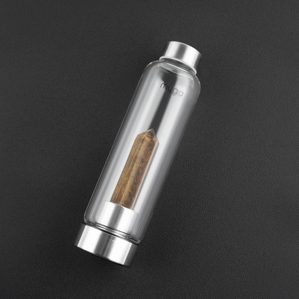 Crystal-Infused Water Bottle – 7200ml Premium Steel & Glass Hydration Bottle with Natural Healing Stones for Stress Relief, Mental Clarity & Spiritual Wellness