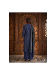 TeamWear* Womens Cotton Embroidered Neck and Dual Pockets Kurta Set with Palazzo and Contrast Dupatta