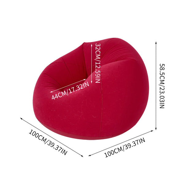 1pc Essential Home Item: Beanbag Sofa - Rose Red Spherical Inflatable Sofa, Large Inflatable Sofa, Complete with Manual Pump, Suitable for Living Room/Porch/Bedroom, Dimensions 100 X 100 X 58.5 Cm