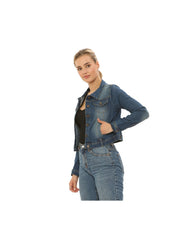 NOROZE Women’s Washed Detail Denim Jacket – Ladies Trucker Classic Western Design Denim Jeans Jacket – UK Sizes 8-20