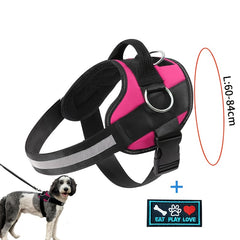 Adjustable Dog Harness for Small & Large Dogs - Reflective Nylon Vest with Striped Design, D-Ring Leash Attachment, and 