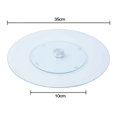 35cm Glass Lazy Susan Turntable with Rotating Design, Non-Slip Base, Round Rotating Serving Tray for Dining Table, Parties, Centerpiece Display, Kitchen Organizer