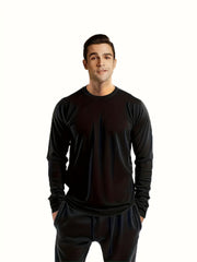 7pcs Men's Long Sleeve Crewneck Shirts in Black, Khaki, Gray, Navy, Burgundy, Army Green, and White - Quick-Dry Athletic Tops for Fitness, Casual Outdoor Wear, and Slimming Workout Apparel
