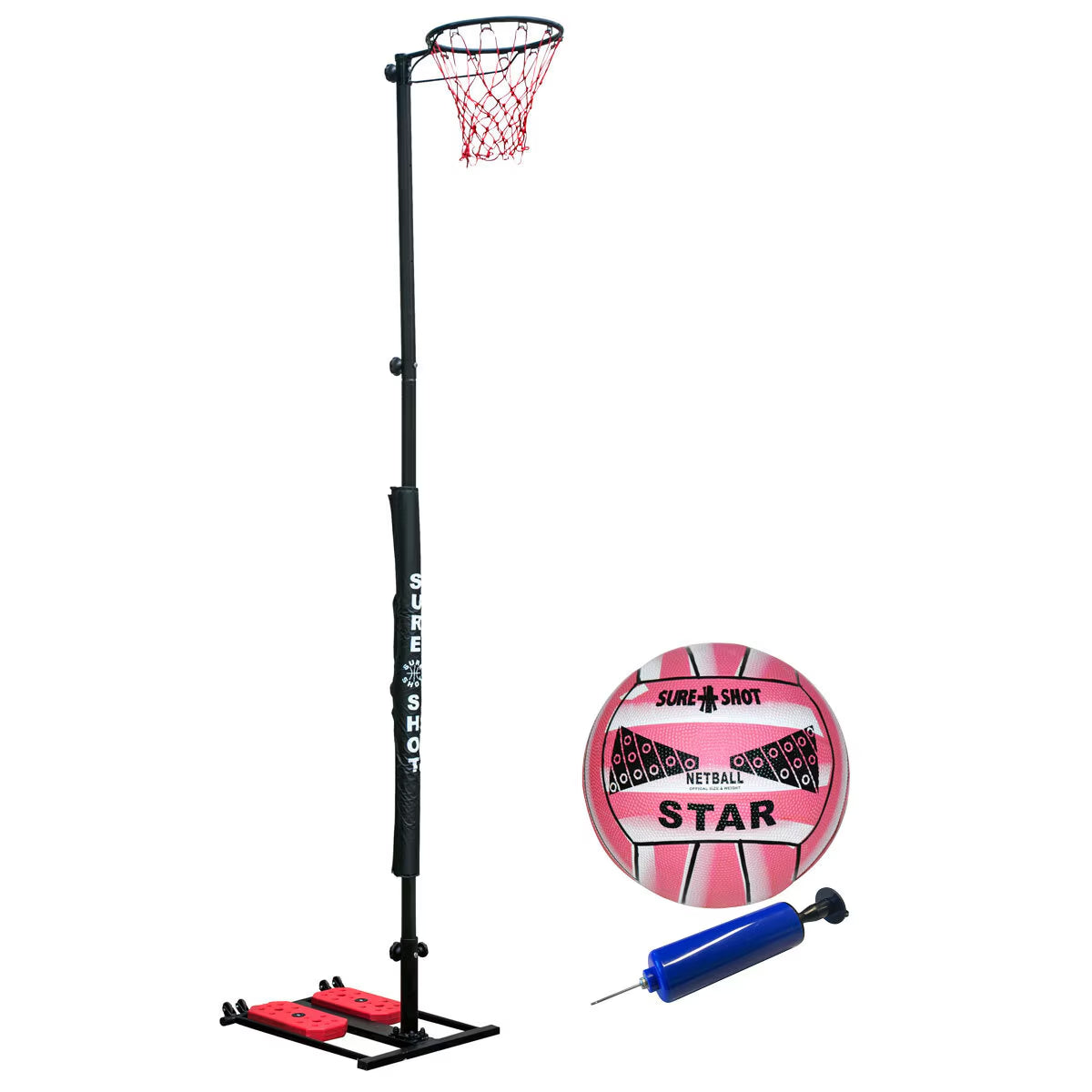 Sure Shot 10Ft (3.05 M) Easistore Netball Goal in Black/Red with Padding