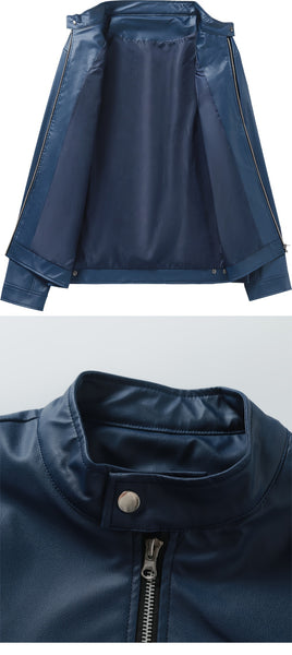 New Autumn/Winter Men's Jacket, European/American Style Motorcycle Jacket, Men's Stand Collar Windproof Winter Outerwear