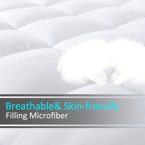 Luxury Mattress Topper Extra Thick 4-Inch/ 10cm Deep | Fitted Bed Mattresses Toppers with Soft Fiber | Single Double King Super King Small Double Sizes UK Bedding Size