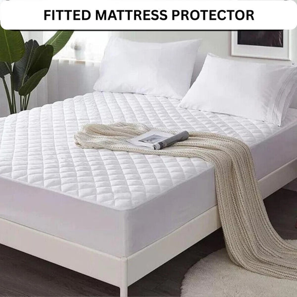 4B Quilted Waterproof Mattress Protector Extra Deep 30cm with Quilted Top Layer and All-Around Elastic, Designed for Stable Mattress Fit and Easy Maintenance, Suitable for Home Use, Guest Rooms and Let Properties, Available in Single Small Double 4FT Doub