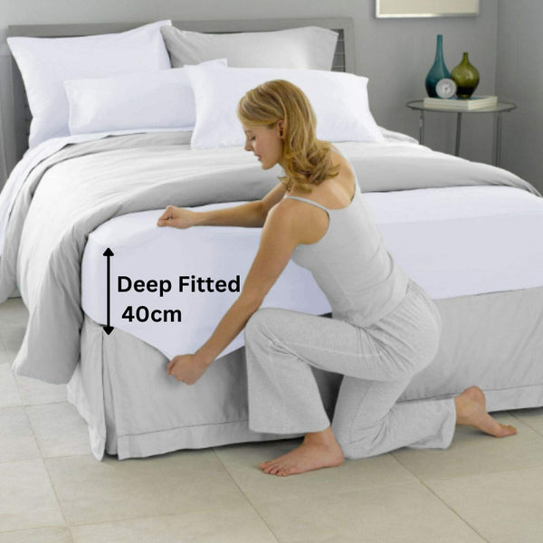 40 CM Extra Deep Fitted Sheets Single Double King Super King Size Bedsheets