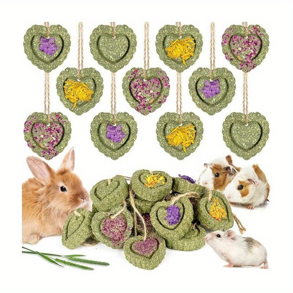 Rabbit Timothy Hay Toys, Natural Bunny Molar Treats, Herbal Flower Rabbit Chew Toys for Small Animal Teeth, Rats, Chinchillas, Guinea Hamster