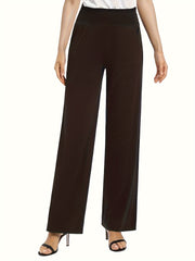 Tooluck Ladies' casual elastic waist straight trousers