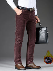 Men's Four-Season Corduroy Slim Fit Straight-Leg Casual Trousers