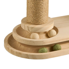 Solid Wood Cat Scratch Pole Cat Turntable, Cat Spring Teasing Stick, Cat Scratch Board, Durable and Wear-resistant Cat Toys, Sisal Cat Climbing Frame, Bell Ball, Oval Mushroom Turntable