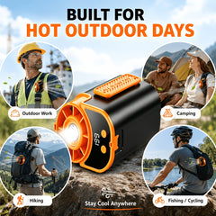 Neck-hanging Portable Waist Fan, Featuring An 18000RPM Powerful Brushless Motor, 5 Adjustable Wind Speedsand A 5000mAh High-capacity Long-lasting Battery. Equipped with An LED Power Indicator, It Is Suitable for Outdoor Work, Camping