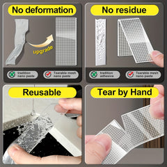 2pcs Industrial Grade Nano Double-Sided Tape, 5-Meter-Long Removable Without Leaving Any Marks, PET Transparent Material, High Viscosity | Strong Load-Bearing | Easy to Tear And Cut | Temperature Resistant, Reusable, Suitable for Home, Office, Car, Office