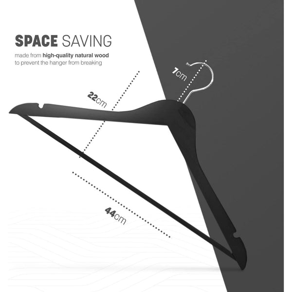 15pc Wooden Hangers, Coat Hangers, 360° Steel Swivel Hook, Trouser Bar, Shoulder Notches, Adult Hangers, Smooth Finish, Strong Hardwood Hangers for Coats, Jackets, Suits, Trousers