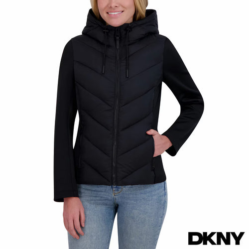 DKNY Women'S Mixed Media Jacket in Black