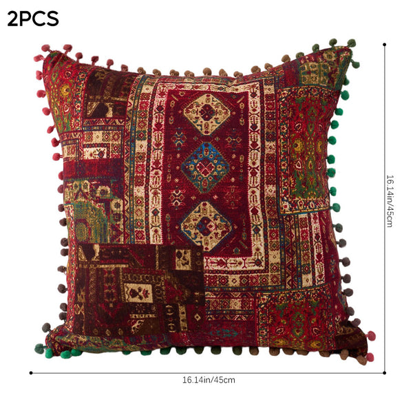 18x18 Inch Reversible Turkish Pattern Pillows (Set of 2 with Inserts) - Romantic Turkey Boho Floral Double Sided Design, Premium Polyester Cover & Fill, Decorative Accent Pillows for Sofa, Chair, Bedroom