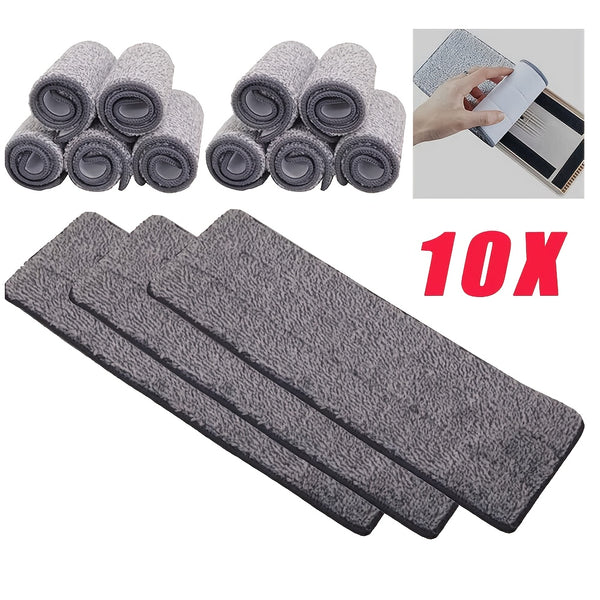 10pcs Microfiber Replacement Mop Heads - Washable & Reusable Cleaning Pads with Central Grip, High Absorbency for Hardwood Tile Vinyl Floors, Multi-Surface Use (Kitchen, Bathroom, Living Room) - Compatible with Standard Mops, Durable & Soft Fiber