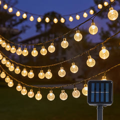 1pc 16.33/22.9/39.3ft (4.98/6.98/11.98m) 20/50/100 LED Bubble Globe Fairy Lights, Outdoor Solar String Lights, Ipx4, 1.7cm Ball, Button Control, for Summer Garden Patio Yard Trees Wedding Birthday Party