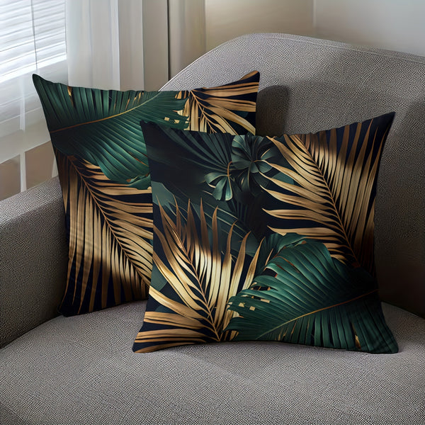 2D Flat - 2pcs Single-sided Tropical Leaf Pillowcases | Polyester, Retro Nordic Style, Machine Washable, Zipper Closure, Suitable for Sofa, Living Room, Bedroom, Car Cushions, No Inner Core, Sizes 14x14, 16x16, 18x18, 20x20