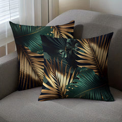 2D Flat - 2pcs Single-sided Tropical Leaf Pillowcases | Polyester, Retro Nordic Style, Machine Washable, Zipper Closure, Suitable for Sofa, Living Room, Bedroom, Car Cushions, No Inner Core, Sizes 14x14, 16x16, 18x18, 20x20
