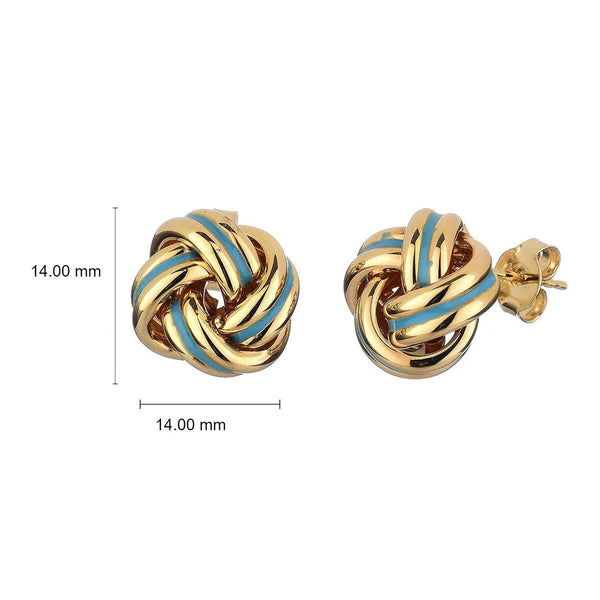 14Ct Yellow Gold Enamel Love Knot Earrings