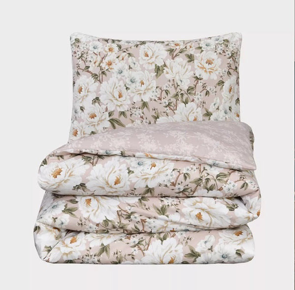 Elegant Blossom Blush Reversible Microfiber Printed Duvet Cover Set & Pillow Cases Bedding Collection