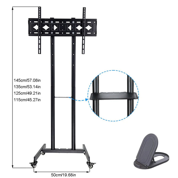 Mobile Floor Stand TV Mount Bracket Stand Trolley Cart for 32-85 inch TV