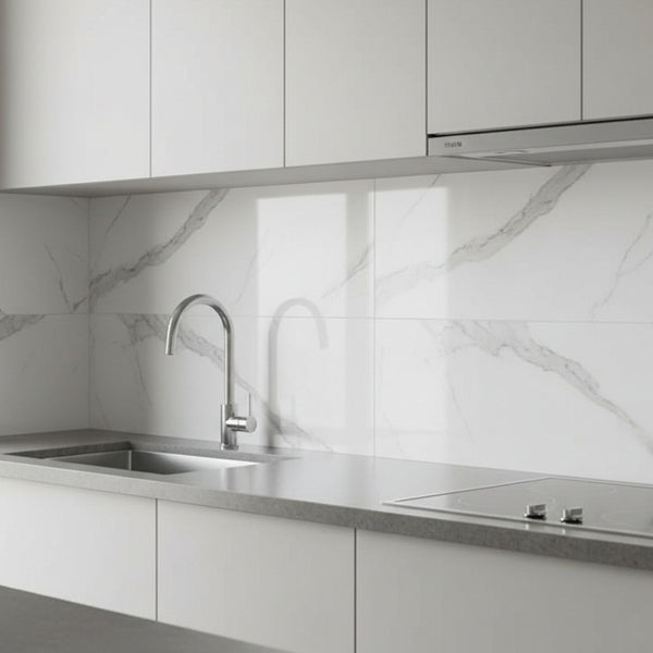 10/20/30/40 Pack Luxury Marble Effect Self-adhesive Floor Tiles 60x30cm, 2mm Thicken Vinyl Flooring Tiles Wall Stickers, Removable PVC Wall Decals, Suitable for Living Room, Bedroom, Kitchen Backsplashes, Bathroom, Office, Background Walls, Easy To Instal