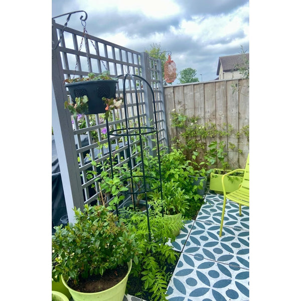 Steel Garden Obelisk Plant Support Trellis 1.9m | Black Weather-Resistant Metal Cylindrical Frame for Climbing Plants (Plant Not Included)