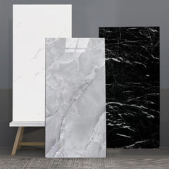 12/24/36pcs Contemporary Marble Pattern Self-Adhesive Wall Stickers - Waterproof & Oil-Resistant &Glossy Finish, Easy Peel & Stick for Kitchen, Bathroom, Glass, Walls - Removable Modern Home Decor, Bathroom Wall Stickers, Kitchen Decor, Easy install Decal